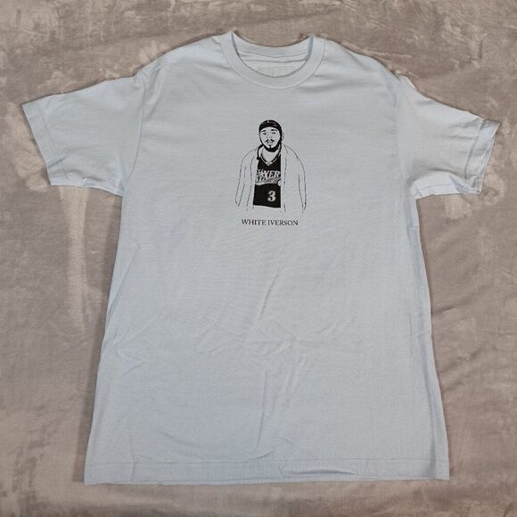 Superrradical Post Malone White Iverson Logo T Shirt Mens L Music Blue - Picture 1 of 6